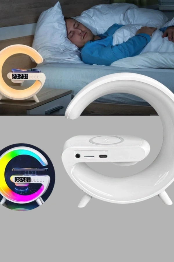 Kablosuz Şarjlı Atmosfer Lambası Bluetooth Hoparlör ve Akıllı Alarm Özellikli