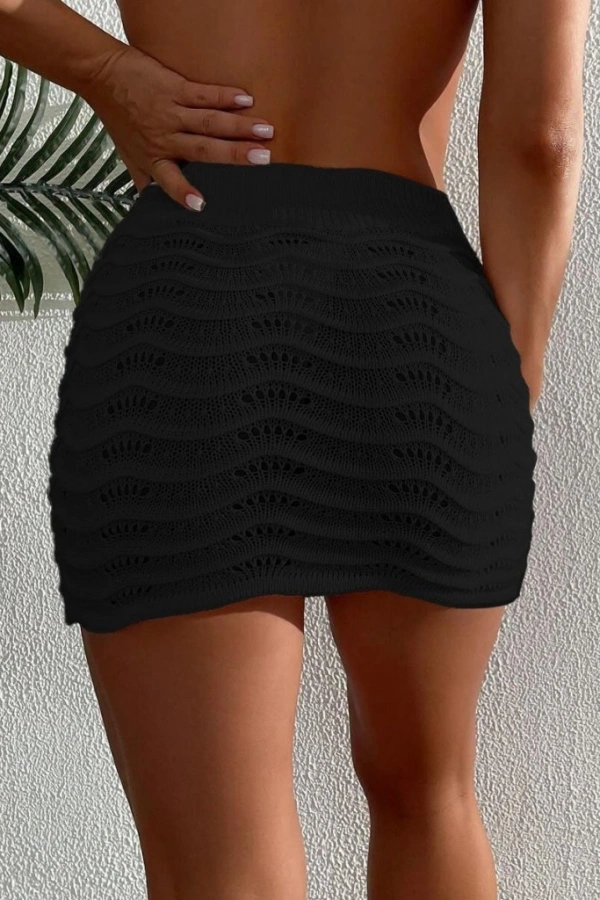 Kadın Bağcıklı Mini Triko Etek