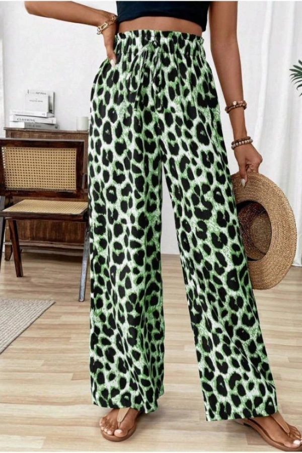 Kadın Beli Lastikli Leopar Desen Süprem Pantolon