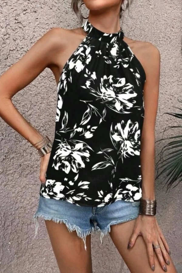 Kadın çiçek Desenli Mikro Kumaş Bluz