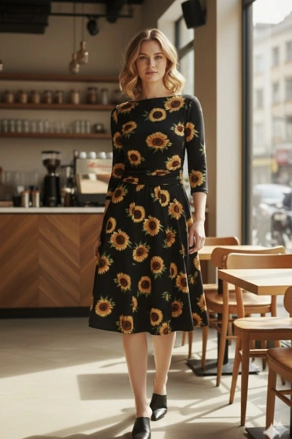 Kadın Fakir Kol Bisiklet Yaka Midi Mikro Elbise