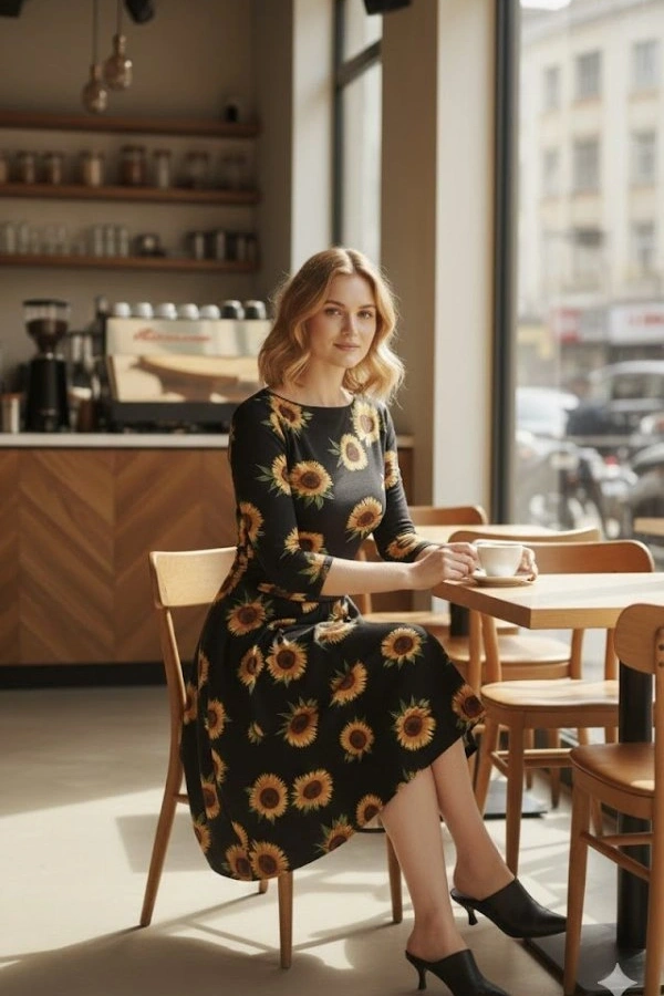 Kadın Fakir Kol Bisiklet Yaka Midi Mikro Elbise