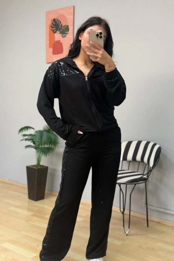 Kadın Iki Iplik Kumaş Pul Ve Fermuar Detaylı Ikili Takım