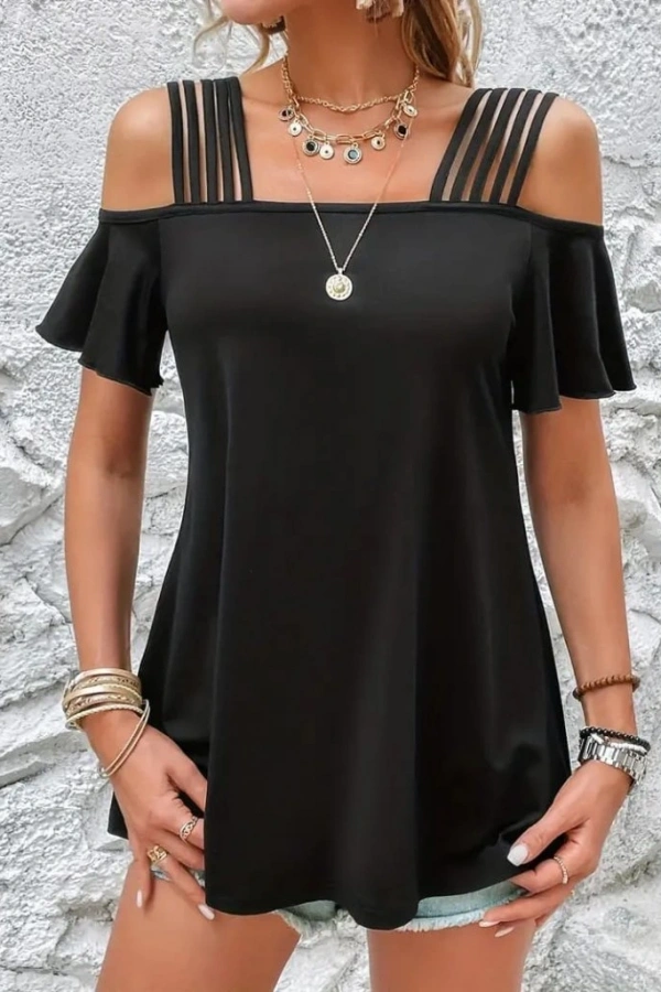 Kadın Kısa Kollu Beş Askılı Viskon Bluz