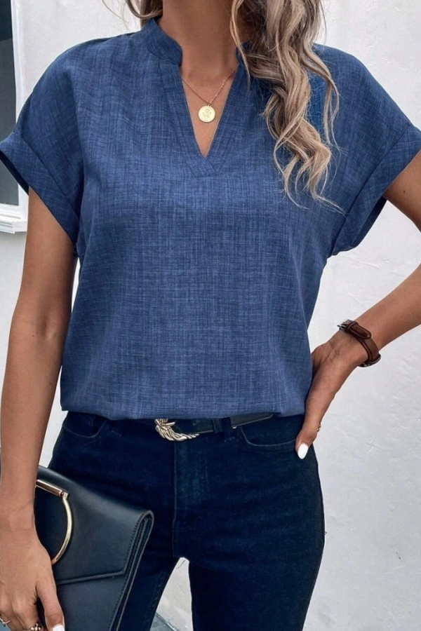 Kadın Kısa Kollu Hakim Yaka Sofya Bluz