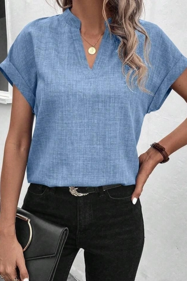 Kadın Kısa Kollu Hakim Yaka Sofya Bluz