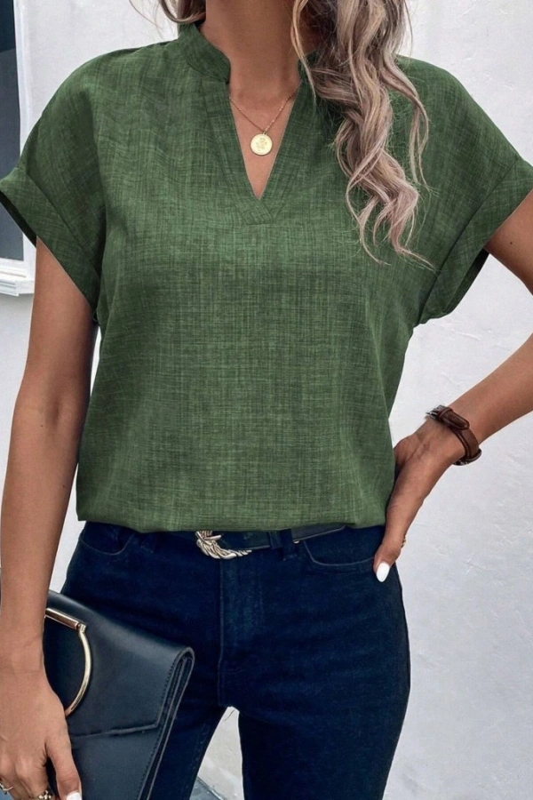 Kadın Kısa Kollu Hakim Yaka Sofya Bluz