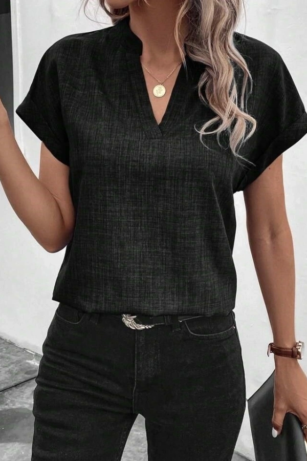 Kadın Kısa Kollu Hakim Yaka Sofya Bluz