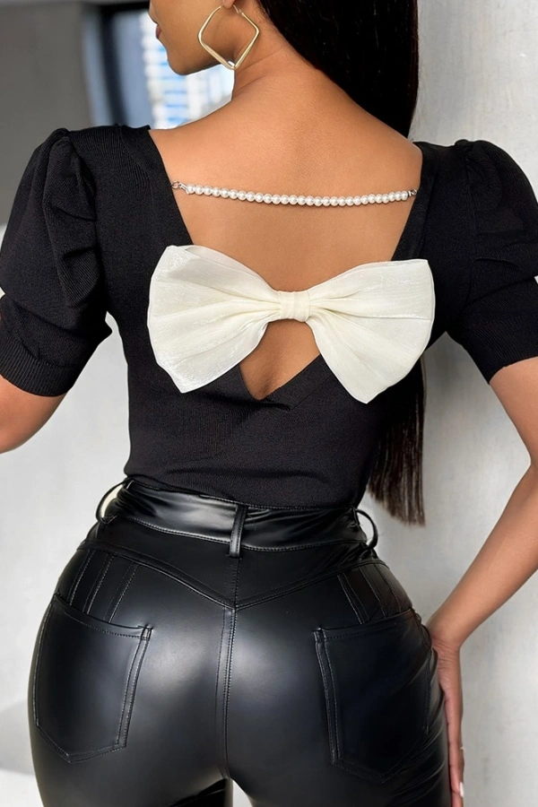 Kadın Kısa Kollu Sırt Inci Ve Kurdela Detay Karpuz Kol Yerli Krep Bluz. 109 Adet Standart Beden Gerisi 3 Beden