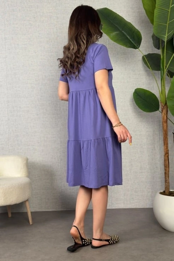 Kadın Kısa Kollu V Yakalı Viskon Elbise