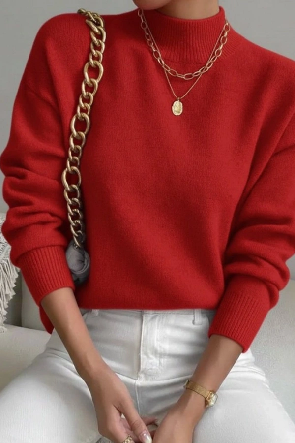 Kadın Uzun Kollu Balıkçı Yaka Triko Bluz