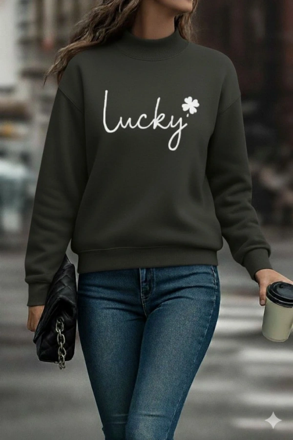 Kadın Uzun Kollu Bisiklet Yaka Viskon Iki Iplik Bluz