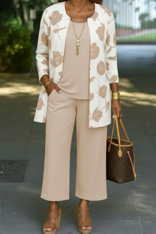 Kadın Uzun Kollu önü Açık Modal Ceket Kolsuz Viskon Iki Iplik Bluz Ve Pantolon üçlü Takım