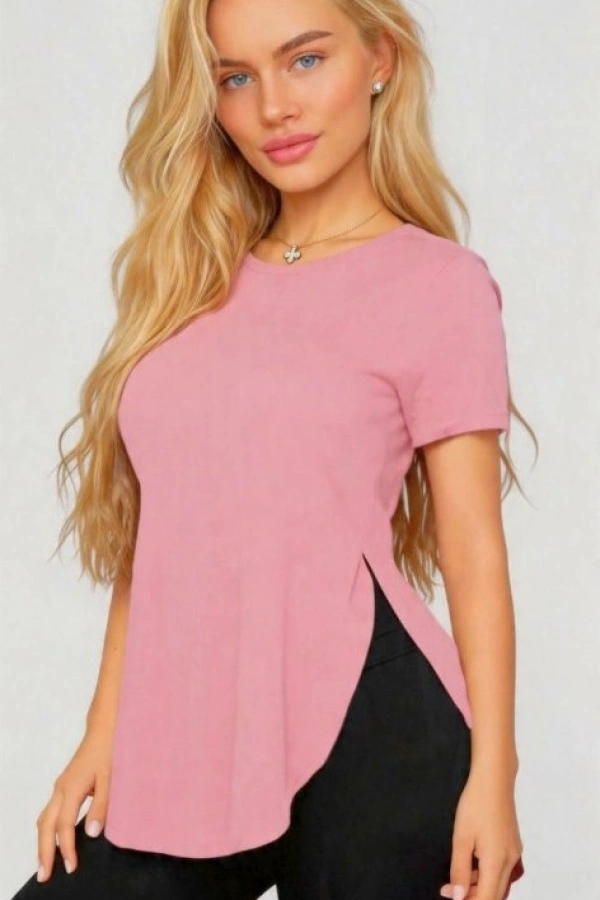 Kadın Yırtmaç Detaylı Viskon Kumaş Bluz