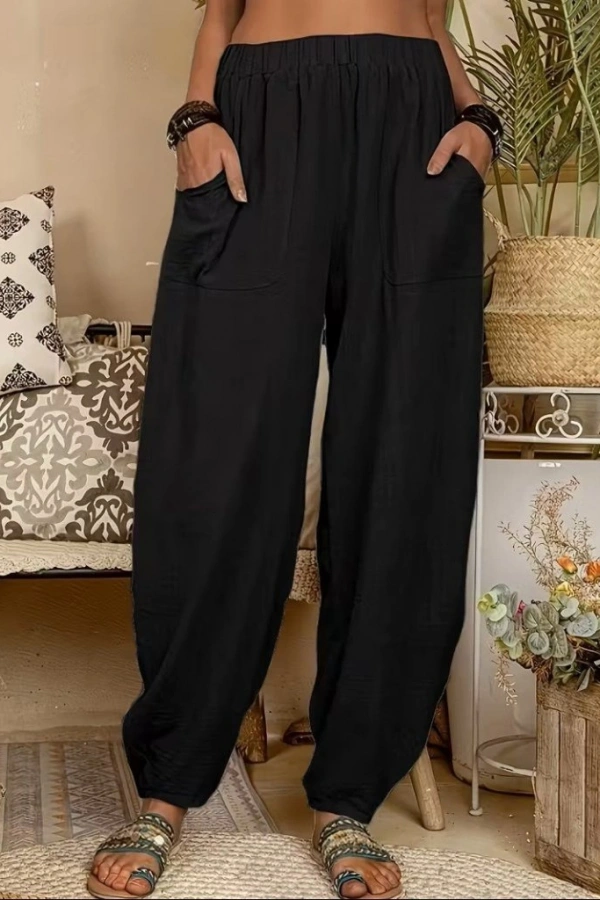 Kadın Yüksek Bel Cep Detaylı Pantolon