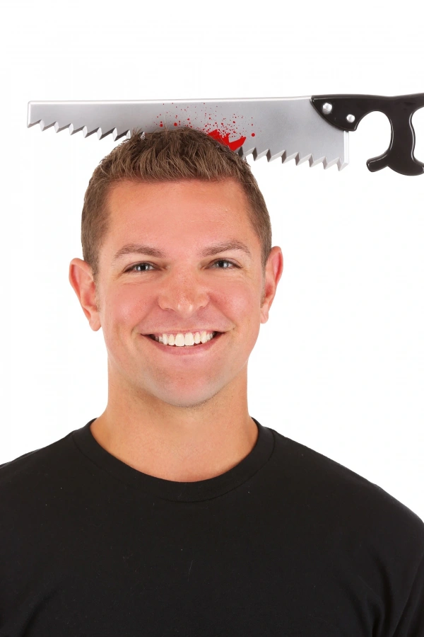 Kafaya Saplanmış Halloween Kanlı Testere Şaka Tacı