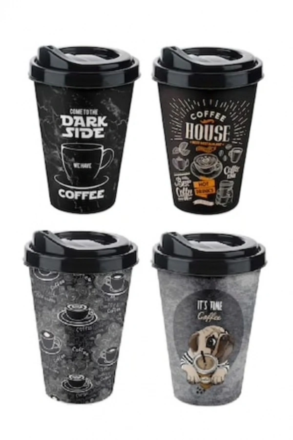 Kahve Bardağı - Kapaklı Desenli 650ML