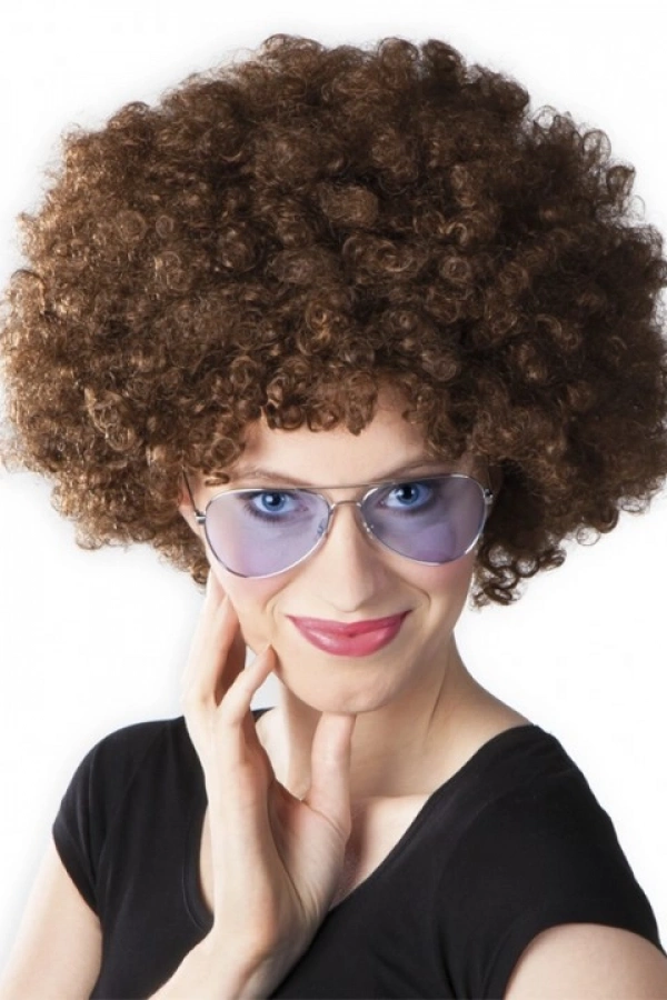 Kahve Renk Kıvırcık Afro Bonus Peruk