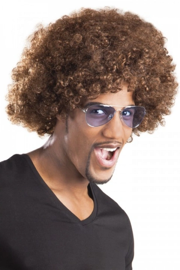 Kahve Renk Kıvırcık Afro Bonus Peruk