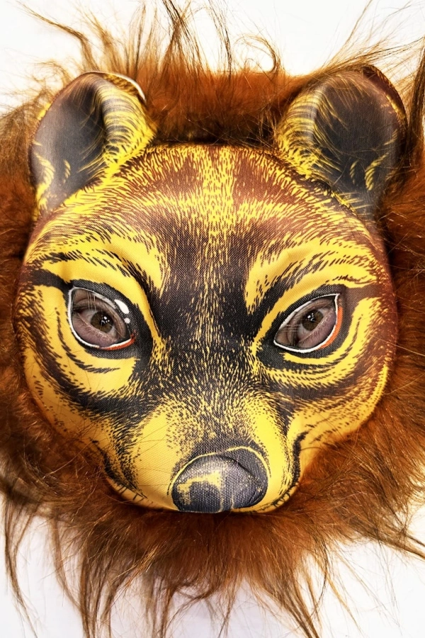 Kahverengi Saçlı Kaplan Aslan Leopar Maskesi Mega Peluş 32 No