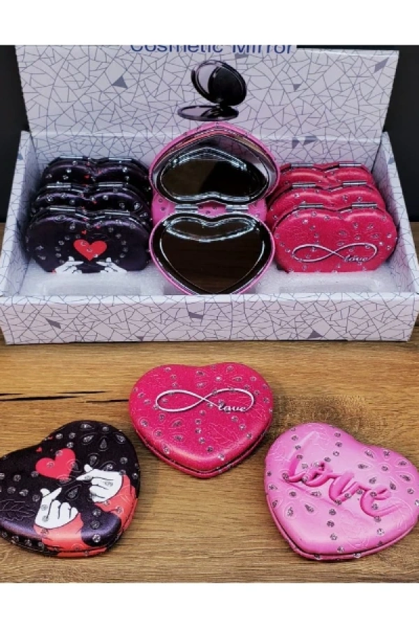 Kalpli Love Tasarımlı Cep Aynası