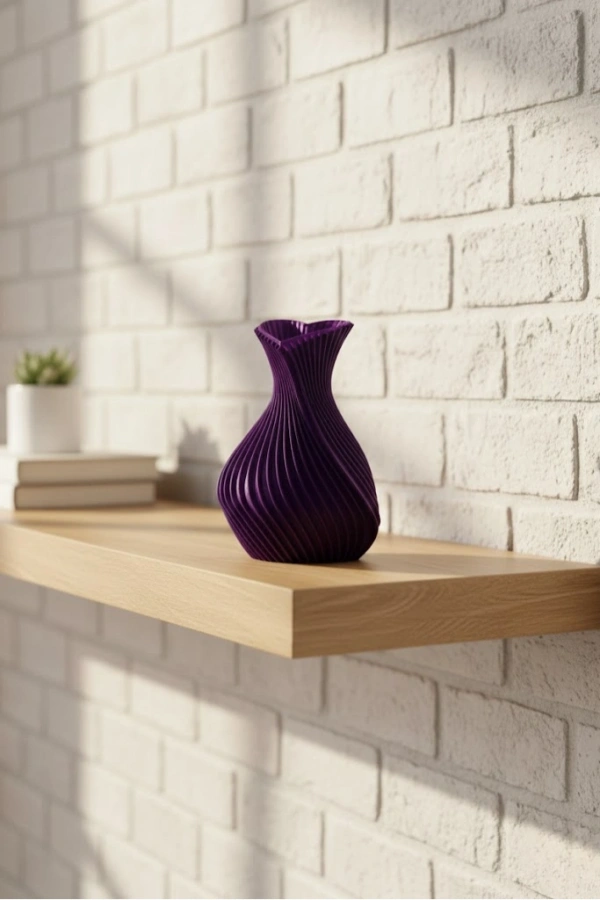 Kalpli Mor Mini Vazo 5 cm Dekoratif Masa Üstü Aksesuar