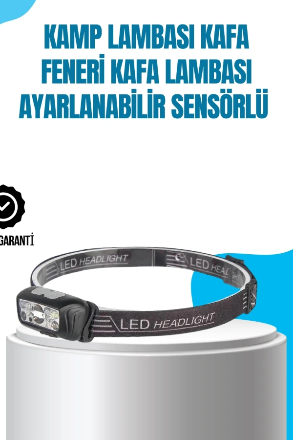 Kamp Lambası Kafa Feneri Kafa Lambası Ayarlanabilir Sensörlü Şarjlı