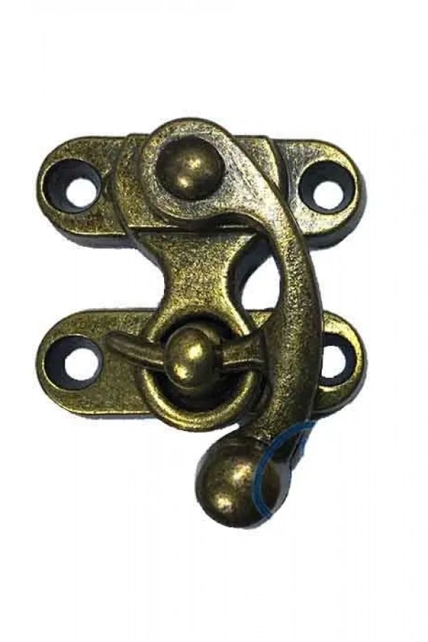 Kancalı Yay Gözü, Ahşap Kutu Klipsi - Küçük, Antik, 1 Adet