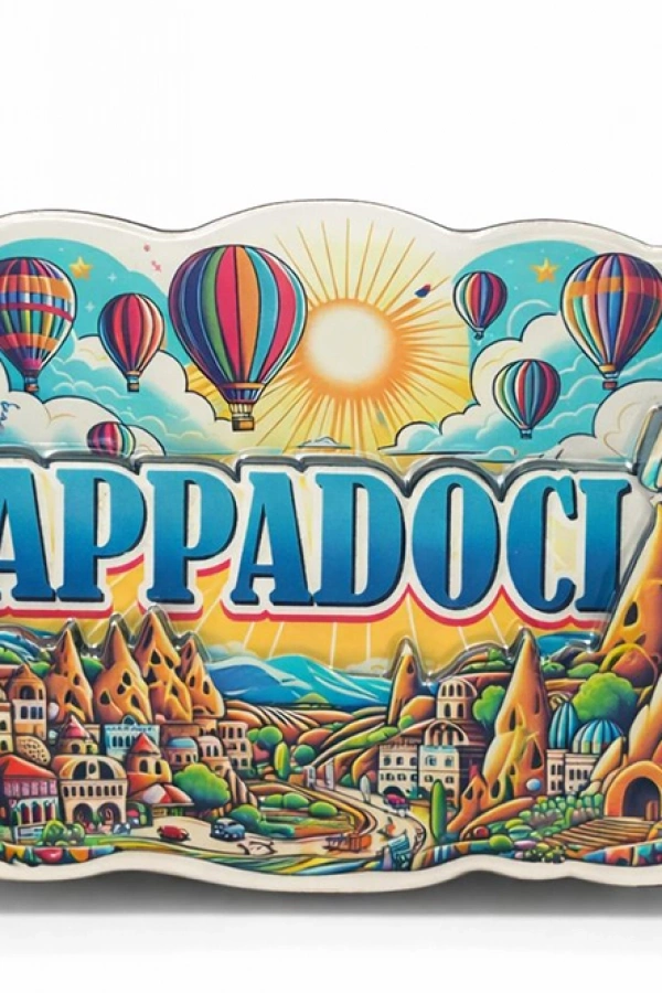 Kapadokya Temalı Ahşap Buzdolabı Magneti Model 1
