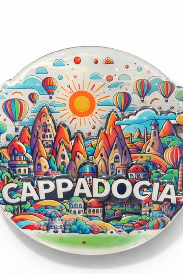 Kapadokya Temalı Ahşap Buzdolabı Magneti Model 3