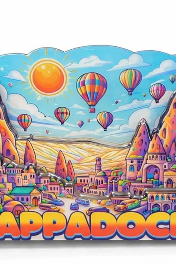 Kapadokya Temalı Ahşap Buzdolabı Magneti Model 4