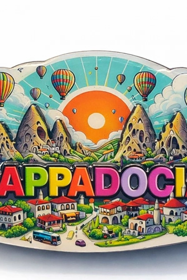 Kapadokya Temalı Ahşap Buzdolabı Magneti Model 5