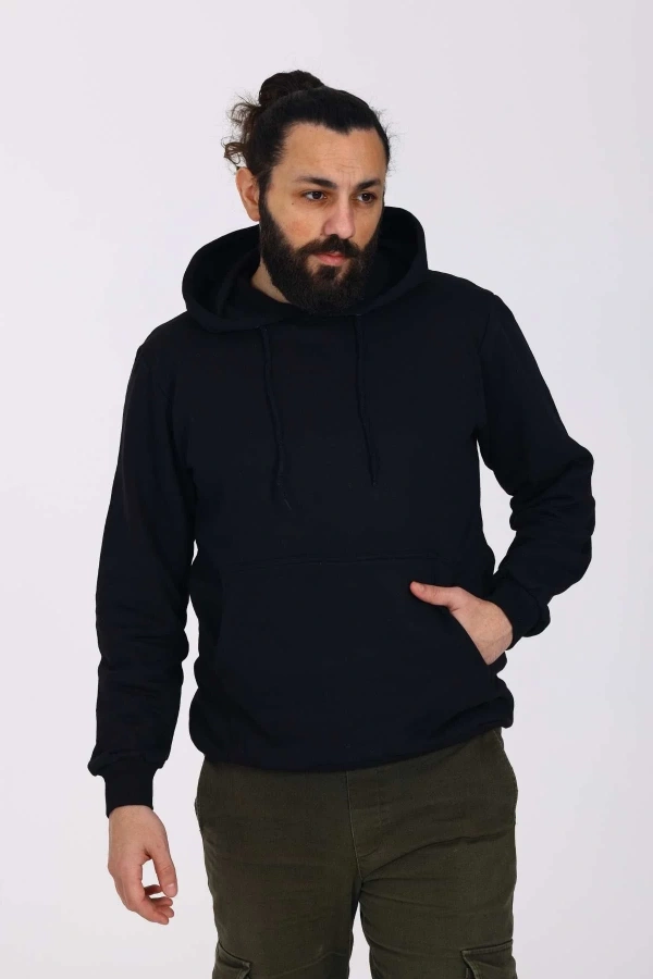 Kapüşonlu İçi Polarlı Regular Kalıp Erkek Sweatshirt Kırmızı