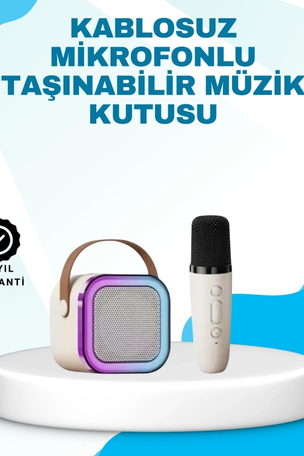 Karaoke Mikrofon Hoparlör Seti Bluetooth Kablosuz Taşınabilir