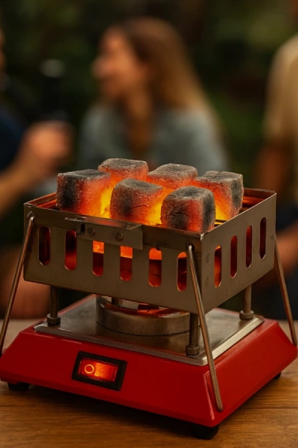 Kare Krom Elektrikli Nargile Köz Ocağı