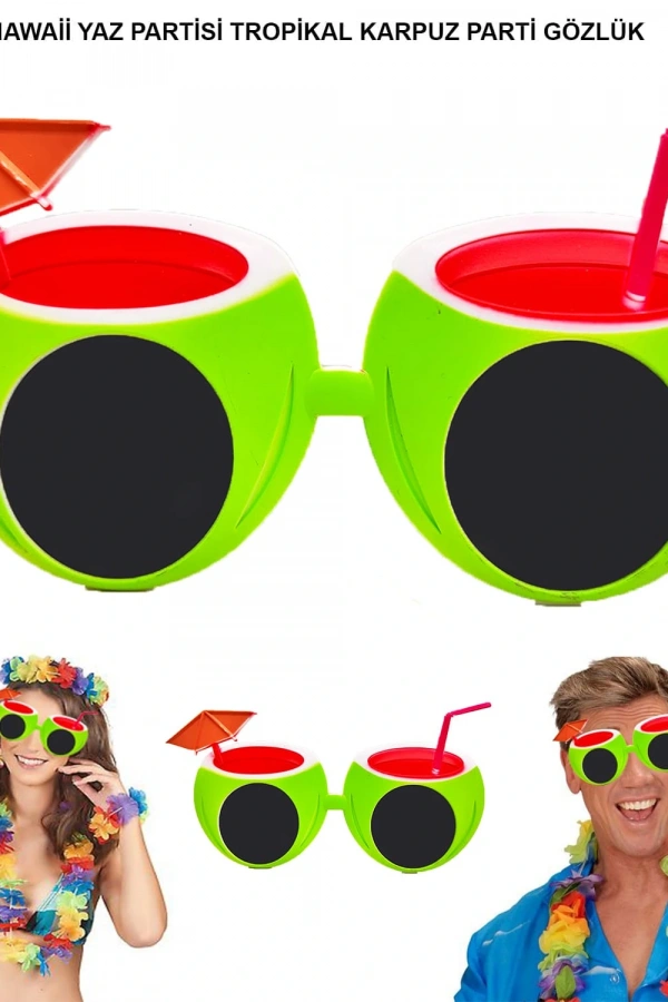 Karpuz Şekilli Tropikal Hawaii Gözlüğü