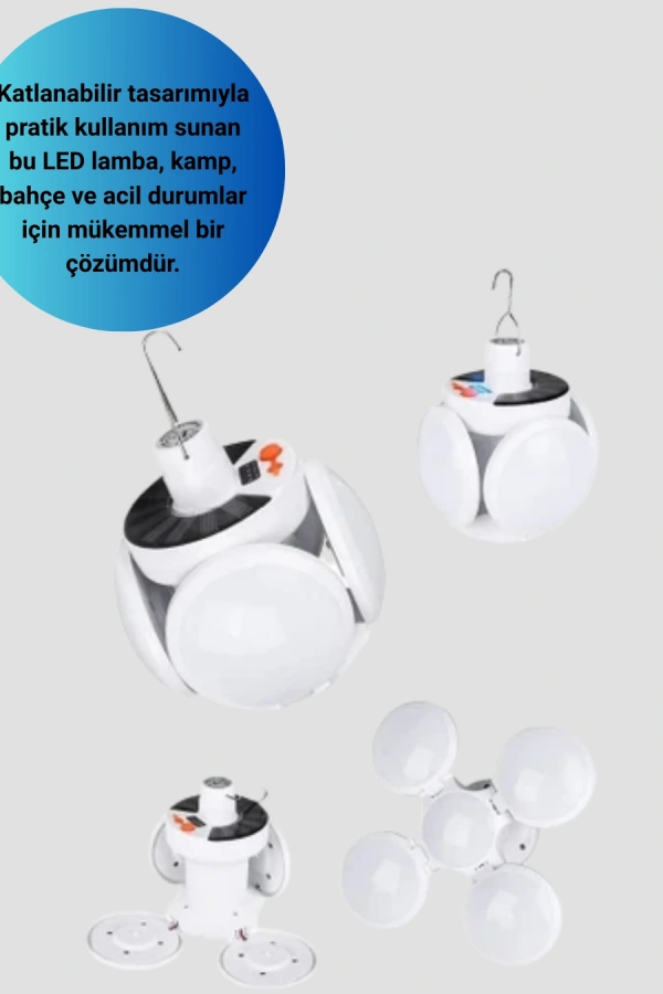 Katlanabilir 5 Kanatlı Solar LED Bahçe ve Kamp Lambası