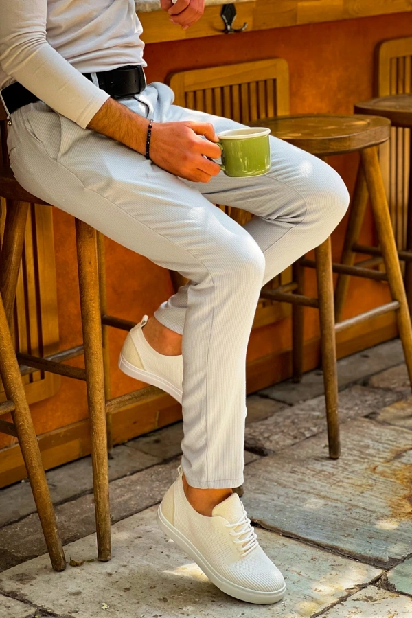 KB-101 Kuback Beyaz Triko Bağcıklı Günlük Erkek Ayakkabı