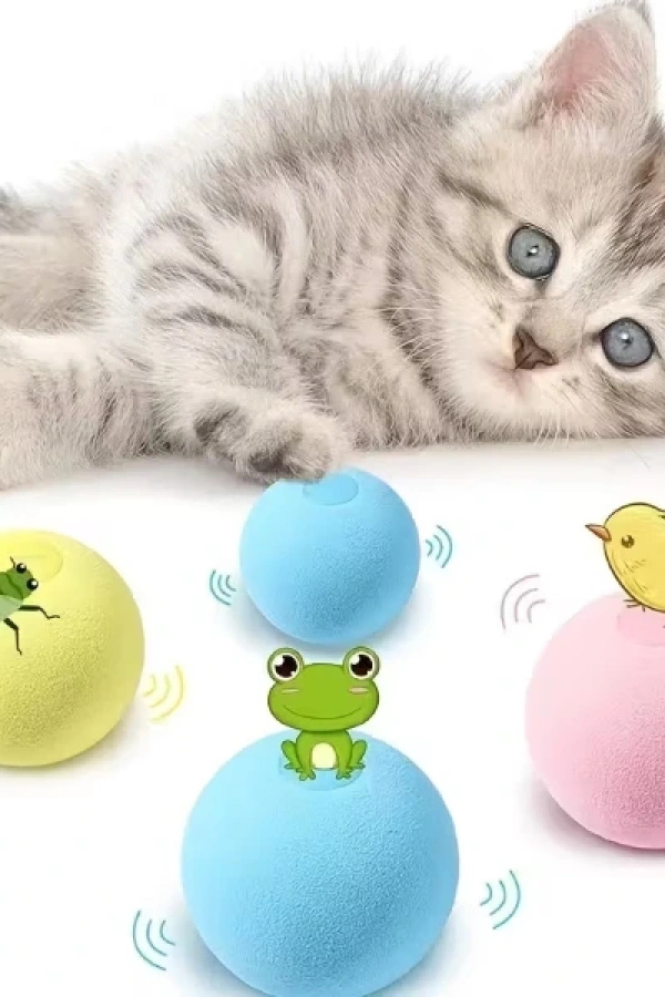 Kedi Otlu 3 Sesli İnteraktif Top Kedi Oyuncağı