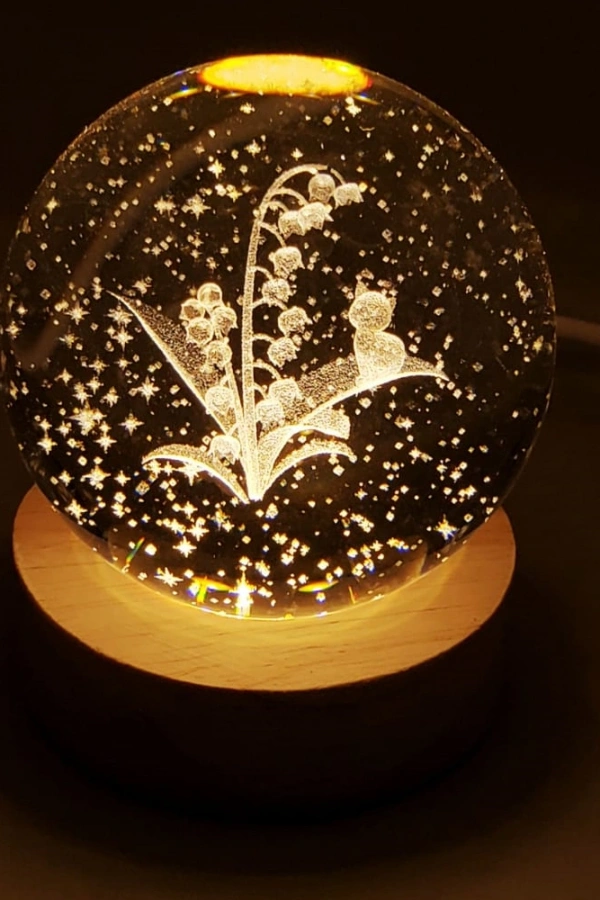 Kedi Ve Çiçek Motifli Cam Küre