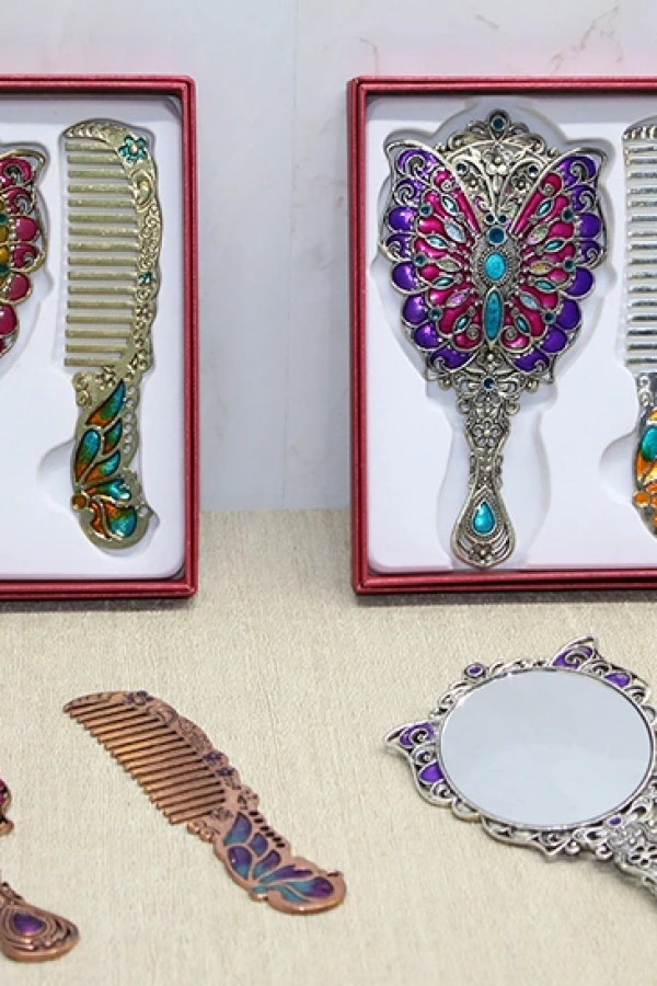 Kelebek Ayna Ve Tarak Seti Küçük Boy