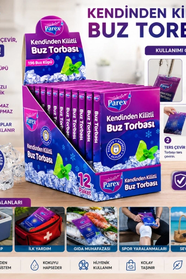 Kendinden Kilitli Buz Torbası - Koku Hapsetme Özellikli - Sızdırmaz Tasarım