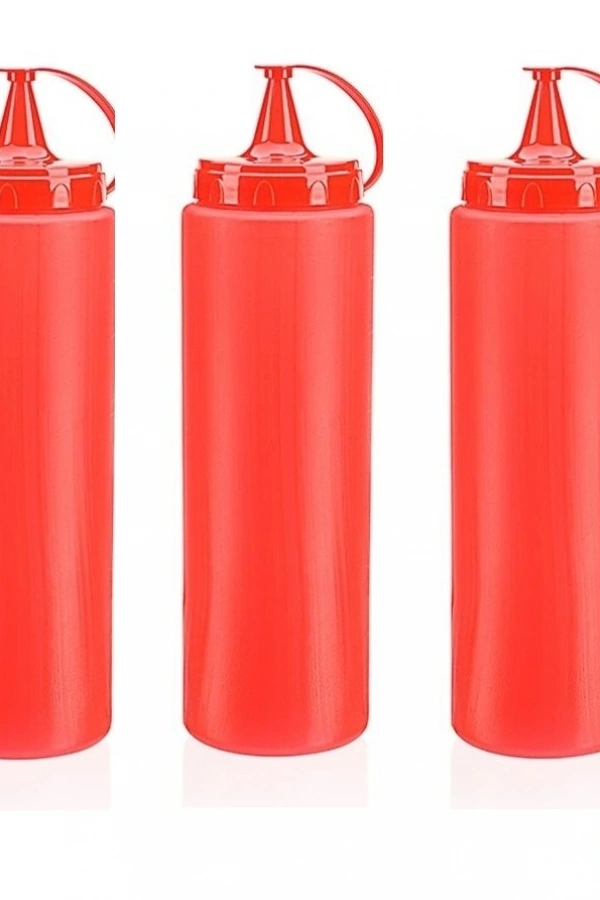 Ketçap Şişesi - 1000ML Dev Boy Kırmızı 3 Adet