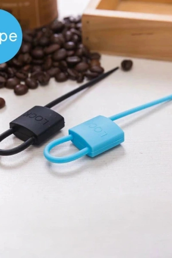 Kilit Şeklinde Silikon Kablo ve Poşet Bağlama Aparatı (3lü Set)