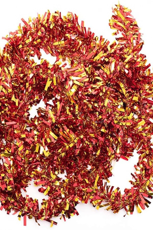 Kırmızı Altın Renk Garland Çİft Renk Sim Süs