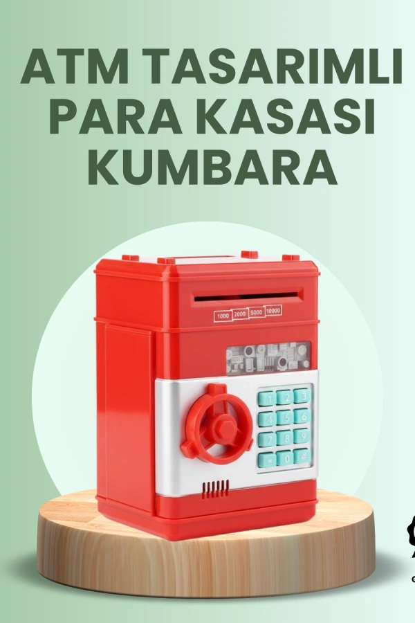 Kırmızı ATM Kasa Tipi Para Biriktirme Kumbarası