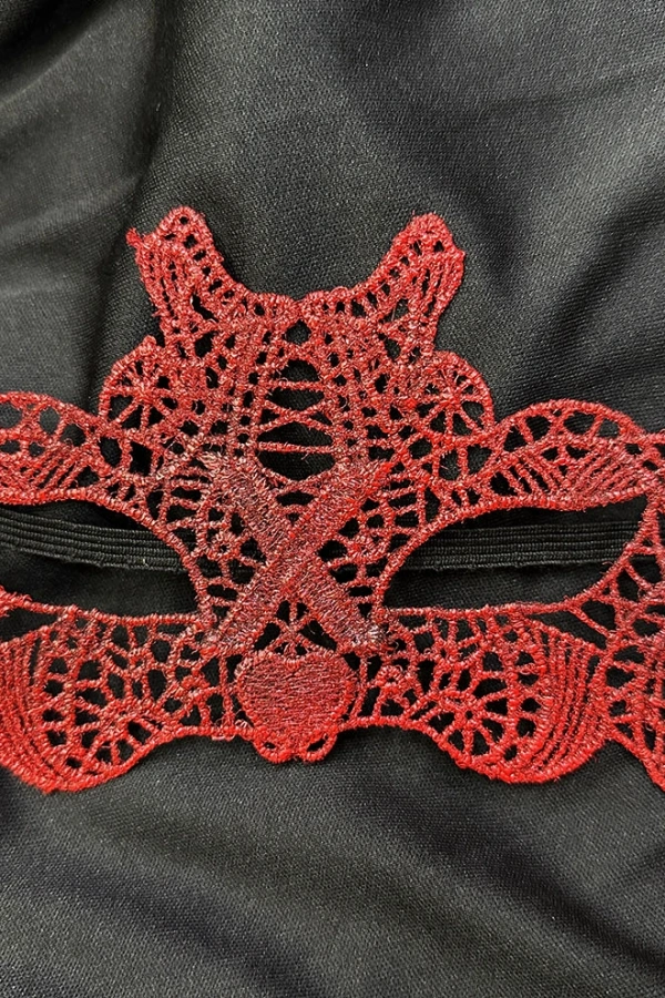 Kırmızı Dantel Masquerade Maskesi Çift Taraflı 10 No