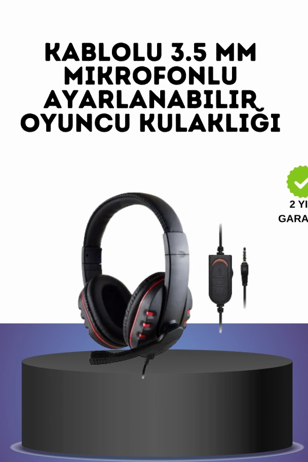 Kırmızı  Headset Mikrofonlu Sağlam Kablolu Konforlu