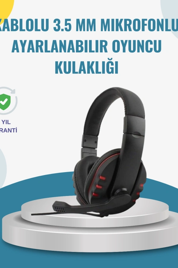 Kırmızı Kulaklık Stereo Mikrofonlu Dayanıklı Örgü Kablolu
