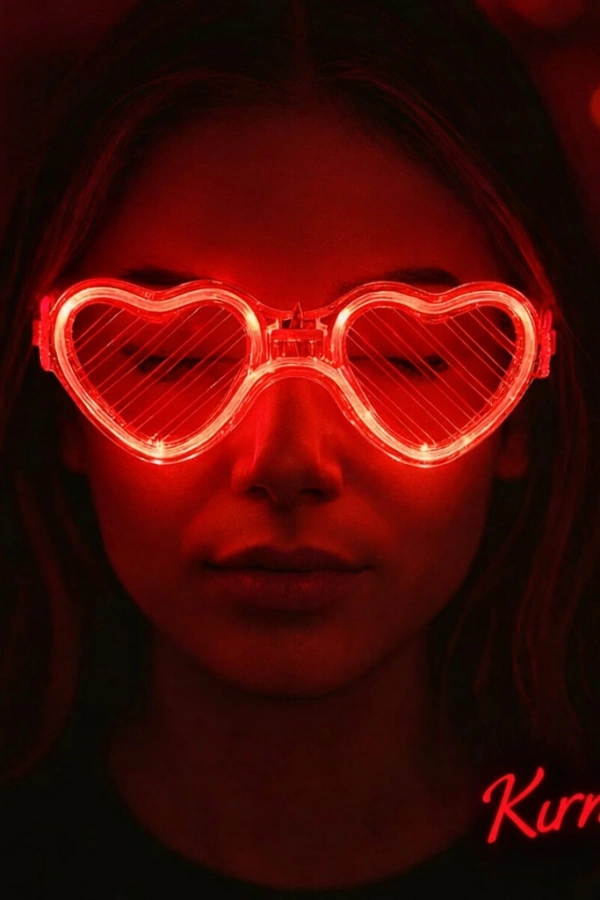 Kırmızı LED Işıklı Kalp Gözlük – 3 Modlu